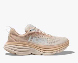 Beige / White HOKA Bondi 8 Women's Running Shoes | 0259863-JV