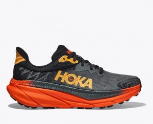 Black / Red HOKA Challenger 7 Men's Trail Running Shoes | 6294518-RI