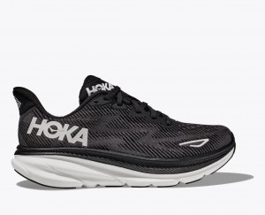 Black / White HOKA Clifton 9 Men's Running Shoes | 0984762-JN