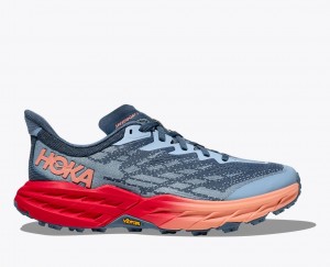 Blue Grey / Red HOKA Speedgoat 5 Women's Trail Running Shoes | 3068725-QR