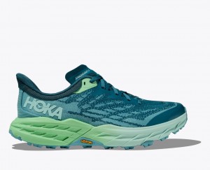 Blue / Green HOKA Speedgoat 5 Women's Trail Running Shoes | 3846925-HN