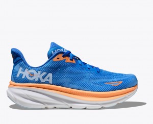 Blue / Orange HOKA Clifton 9 Men's Running Shoes | 0216489-QI