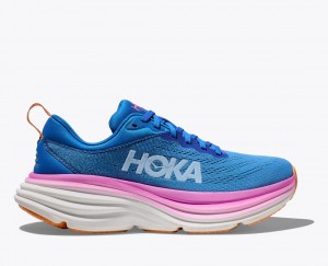 Blue / Pink HOKA Bondi 8 Women's Running Shoes | 5741029-ZC