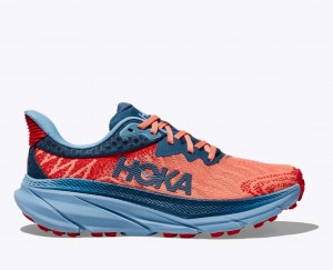 Coral / Dark Blue HOKA Challenger 7 Women's Trail Running Shoes | 5136749-DS