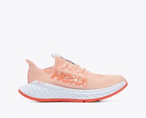 Coral / Light Blue HOKA Carbon X 3 Women's Running Shoes | 3670192-FY