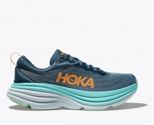 Dark Blue / Turquoise HOKA Bondi 8 Men's Running Shoes | 0824639-CU