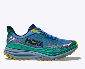 Green / Blue HOKA Stinson 7 Men's Trail Running Shoes | 7056248-HI