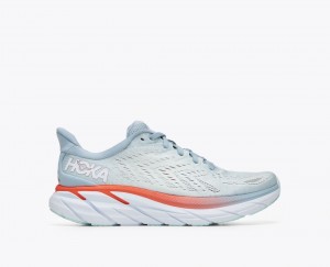 Light Blue HOKA Clifton 8 Women's Running Shoes | 0942387-GT