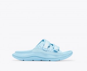 Light Blue HOKA Ora Luxe Men's Slide | 2017453-WD