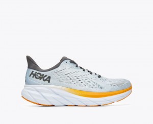 Light Blue / Orange HOKA Clifton 8 Men's Running Shoes | 0516748-KN