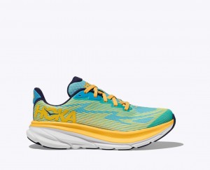 Light Green / Orange HOKA Clifton 9 Kids' Running Shoes | 1438650-WV