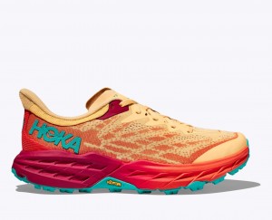 Light Orange / Red HOKA Speedgoat 5 Men's Trail Running Shoes | 5024867-HR