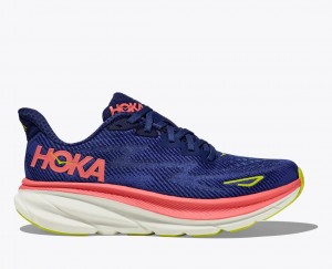 Navy / Coral HOKA Clifton 9 Women's Running Shoes | 9521467-CP