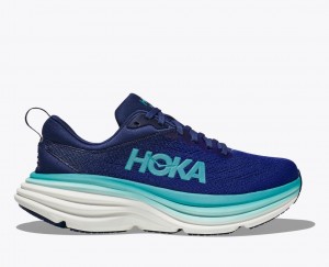 Navy / Turquoise HOKA Bondi 8 Women's Running Shoes | 5471630-ME