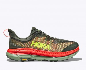 Olive / Red HOKA Mafate Speed 4 Men's Trail Running Shoes | 2480169-GT