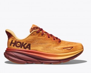 Orange / Dark Red HOKA Clifton 9 Men's Running Shoes | 6291378-SZ