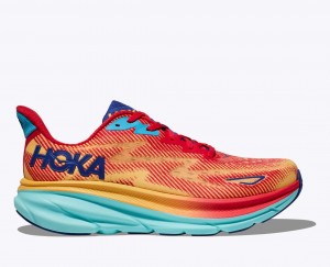 Orange / Red / Blue HOKA Clifton 9 Women's Running Shoes | 9624357-AW