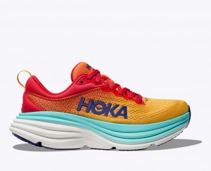 Orange / Red / Turquoise HOKA Bondi 8 Men's Running Shoes | 5980134-HA