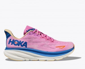 Pink / Blue HOKA Clifton 9 Women's Running Shoes | 4263051-NL