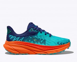 Turquoise / Navy HOKA Challenger 7 Women's Trail Running Shoes | 8146093-PL