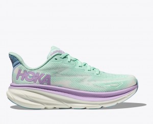 Turquoise / Purple HOKA Clifton 9 Women's Running Shoes | 5430982-AL