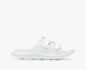 White HOKA Ora Luxe Men's Slide | 8432196-DR