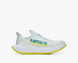 White / Green HOKA Carbon X 3 Men's Running Shoes | 8902635-SB