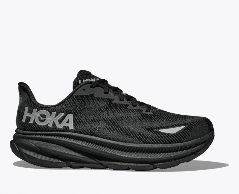 Black HOKA Clifton 9 GTX Men\'s Running Shoes | 5369847-SB