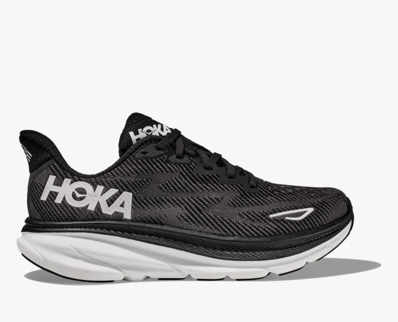 Black / White HOKA Clifton 9 Women\'s Running Shoes | 0728436-TS