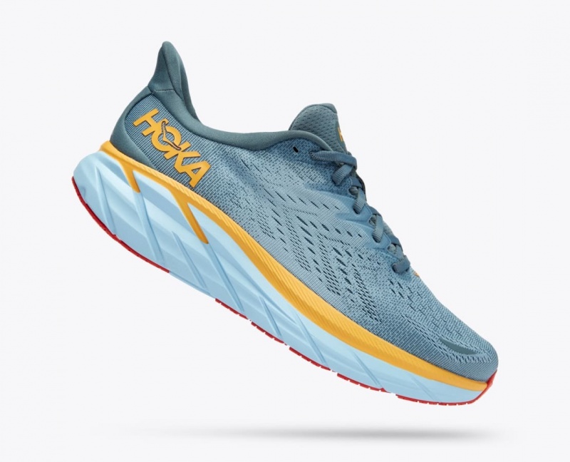 Blue Green / Orange HOKA Clifton 8 Men's Running Shoes | 2816430-ON