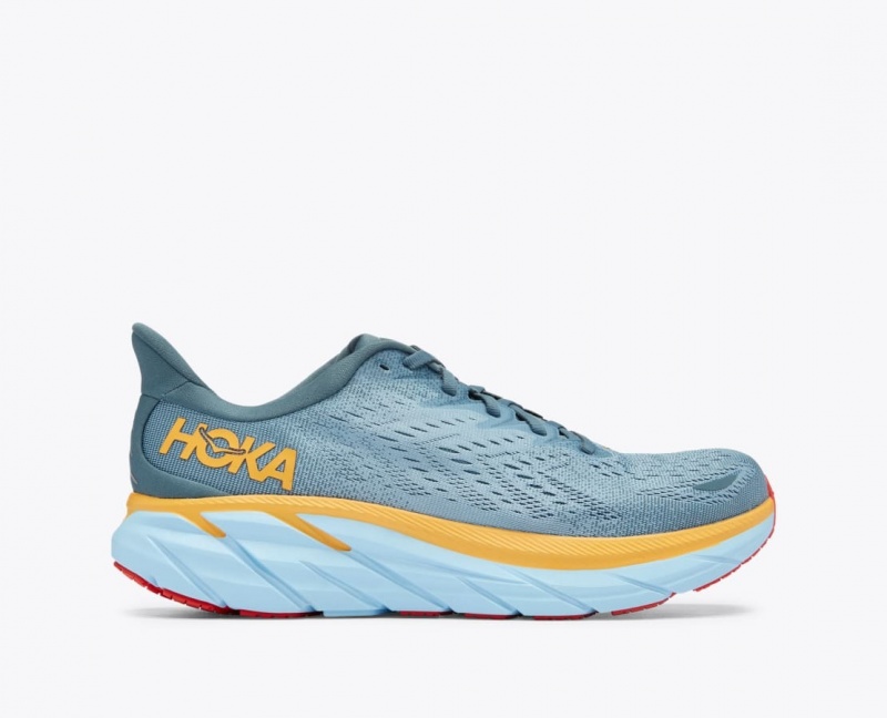 Blue Green / Orange HOKA Clifton 8 Men\'s Running Shoes | 2816430-ON