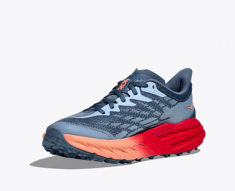 Blue Grey / Red HOKA Speedgoat 5 Women's Trail Running Shoes | 3068725-QR