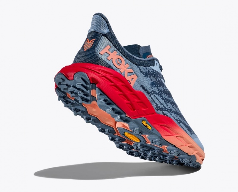 Blue Grey / Red HOKA Speedgoat 5 Women's Trail Running Shoes | 3068725-QR