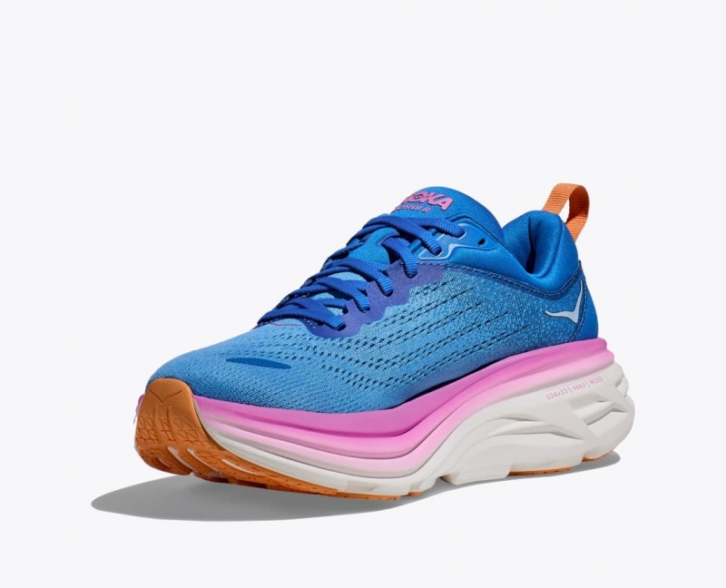 Blue / Pink HOKA Bondi 8 Women's Running Shoes | 5741029-ZC