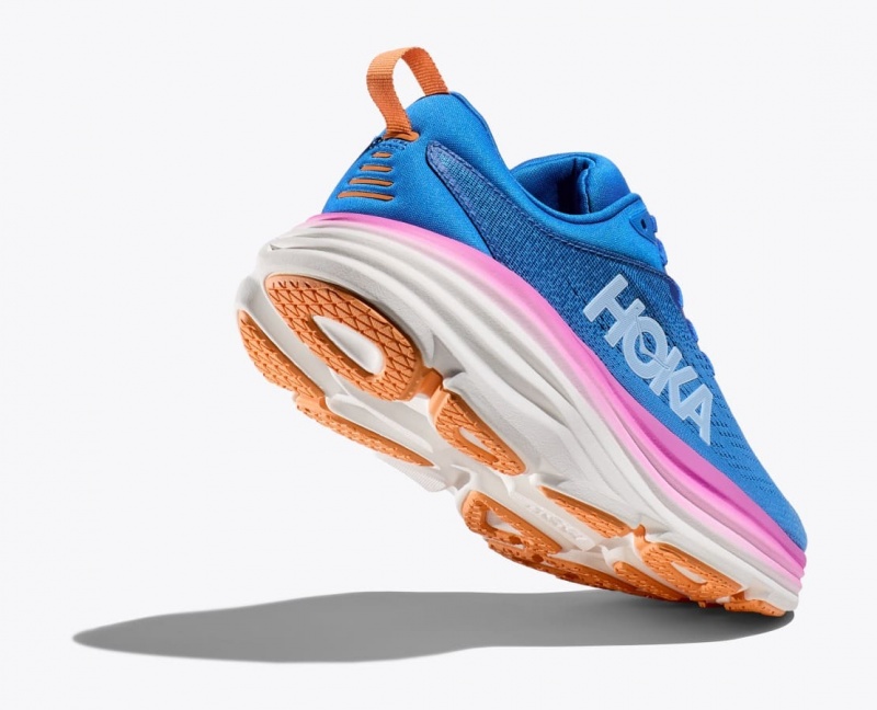 Blue / Pink HOKA Bondi 8 Women's Running Shoes | 5741029-ZC