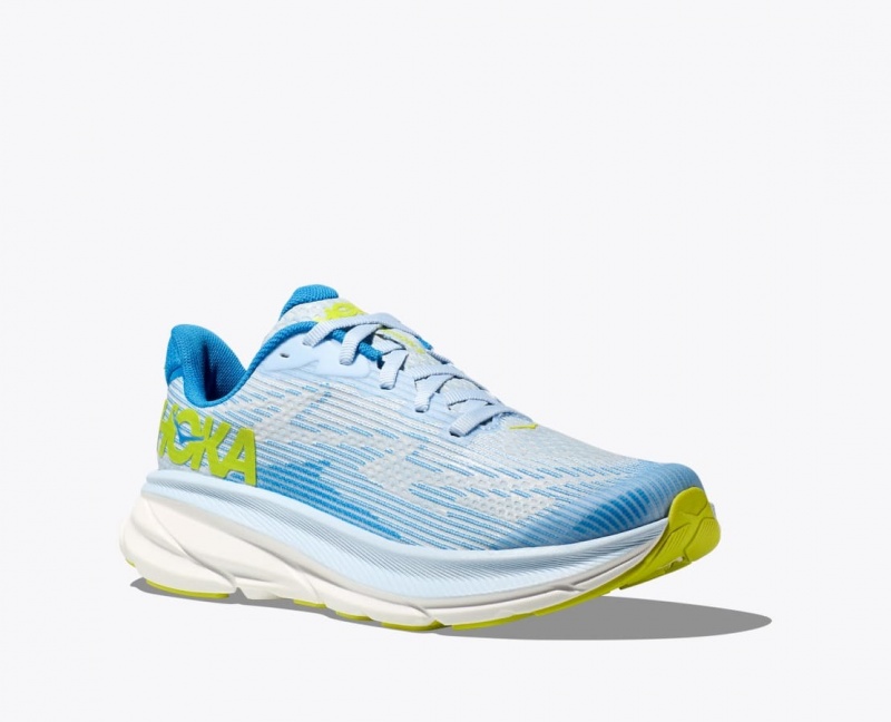 Blue / White HOKA Clifton 9 Kids' Running Shoes | 0196758-QP