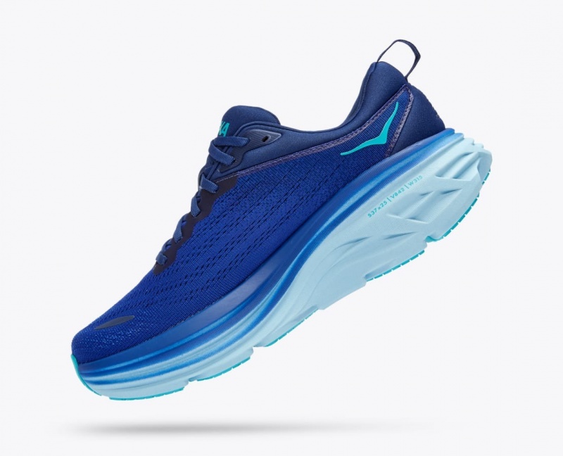 Dark Blue / Light Blue HOKA Bondi 8 Men's Running Shoes | 5013276-EC