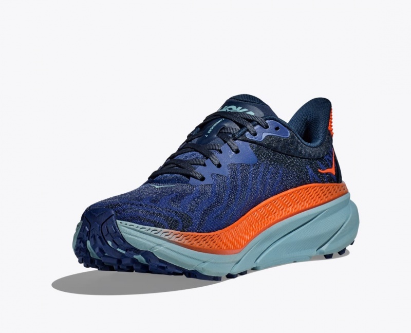 Dark Blue / Orange HOKA Challenger 7 Men's Trail Running Shoes | 5247681-JR