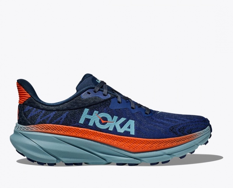 Dark Blue / Orange HOKA Challenger 7 Men\'s Trail Running Shoes | 5247681-JR