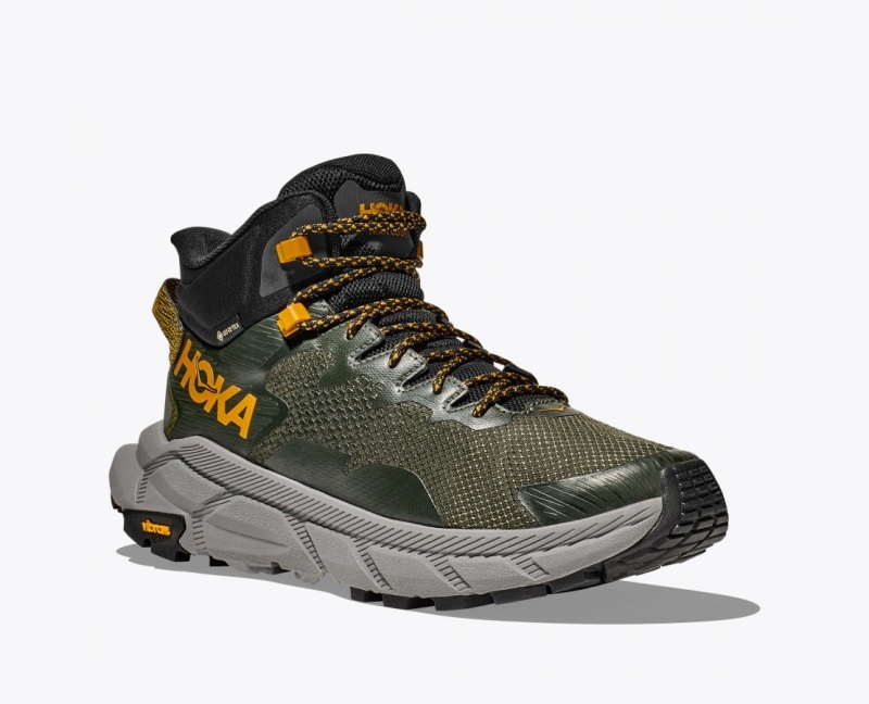 Dark Green HOKA Trail Code GTX Men's Hiking Boots | 2015698-UC