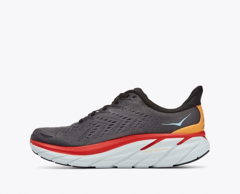 Dark Grey / Red HOKA Clifton 8 Men's Running Shoes | 2084319-CS