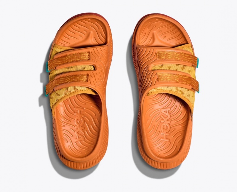 Dark Orange HOKA Ora Luxe Men's Slide | 7680941-JA