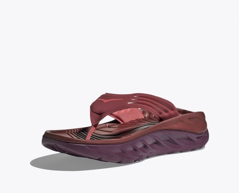 Dark Red HOKA ORA Recovery Men's Flip Flops | 0465832-KN