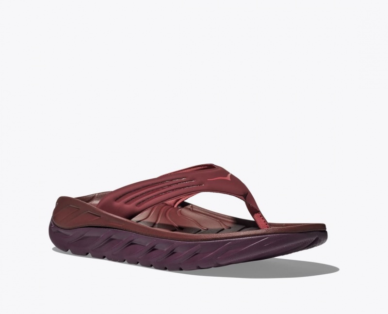 Dark Red HOKA ORA Recovery Men's Flip Flops | 0465832-KN