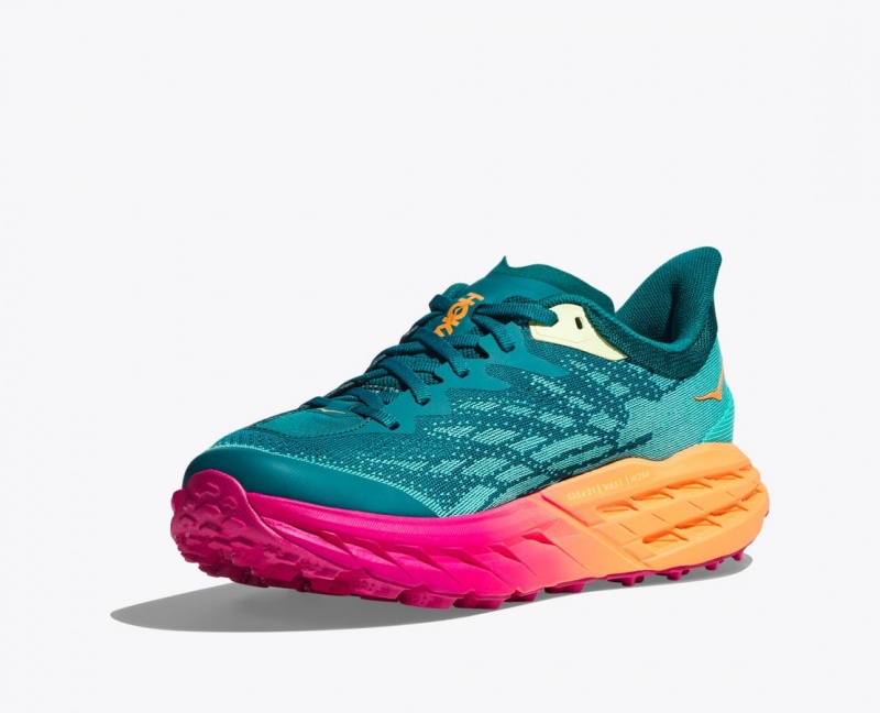 Dark Turquoise / Pink / Orange HOKA Speedgoat 5 Men's Trail Running Shoes | 7049235-HJ