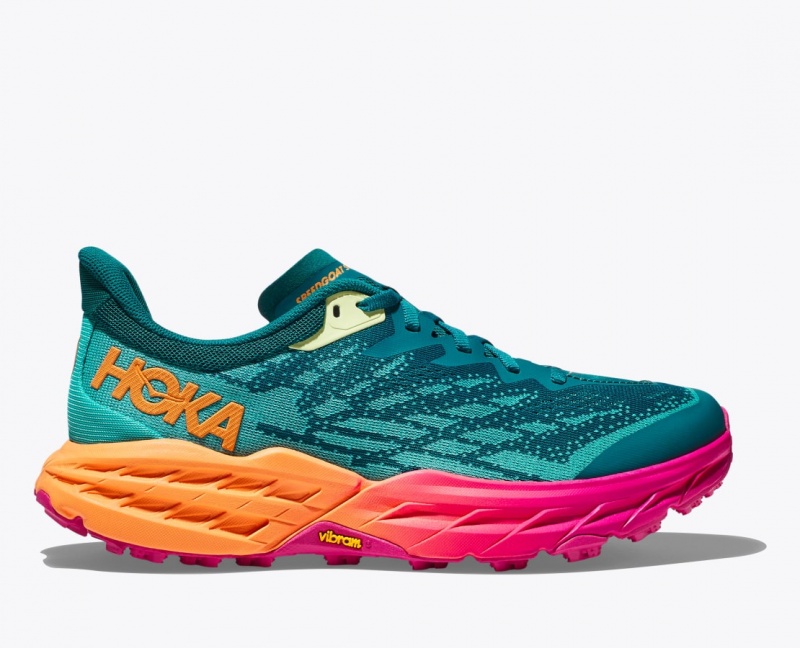 Dark Turquoise / Pink / Orange HOKA Speedgoat 5 Men\'s Trail Running Shoes | 7049235-HJ