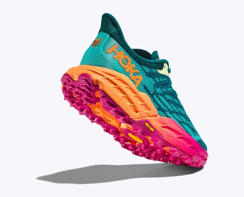 Green / Orange HOKA Speedgoat 5 Women's Trail Running Shoes | 9720145-PK