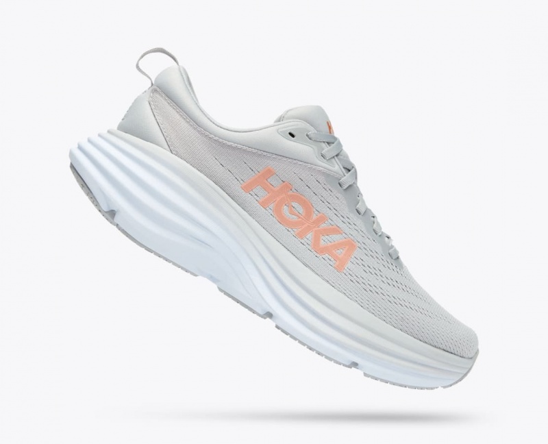 Grey HOKA Bondi 8 Women's Running Shoes | 6748392-DA