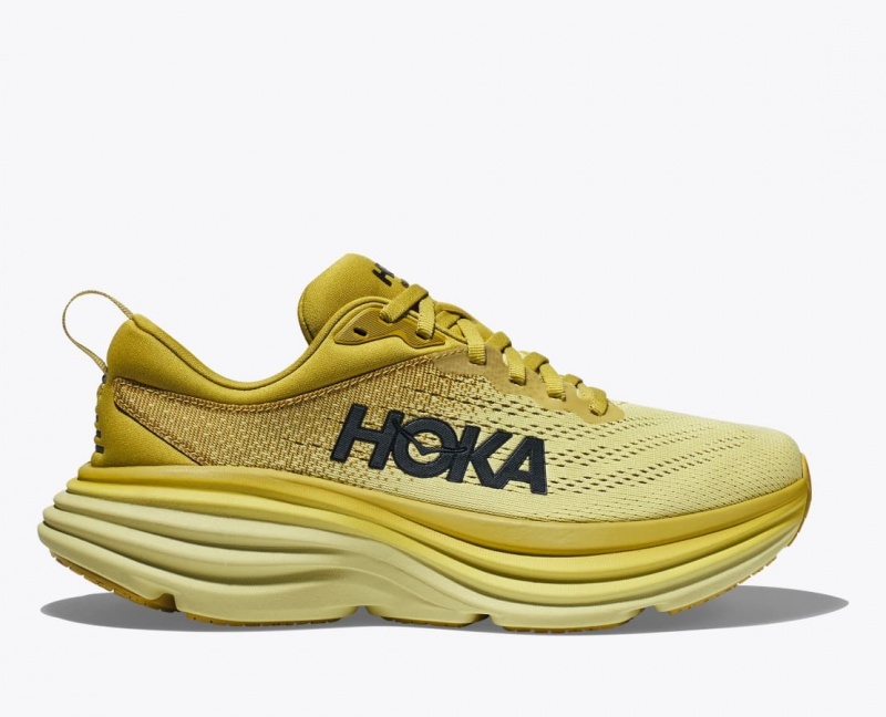 Khaki HOKA Bondi 8 Men\'s Running Shoes | 4127309-BH