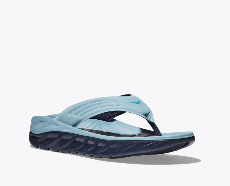 Light Blue / Black HOKA ORA Recovery Men's Flip Flops | 2130456-ZO